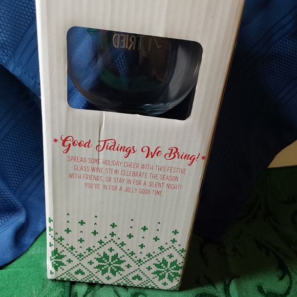 Wine Stem Holiday Long Stem Wine Glass, with Naughty, Nice,Tired slogan Red,Gree - Picture 2 of 5